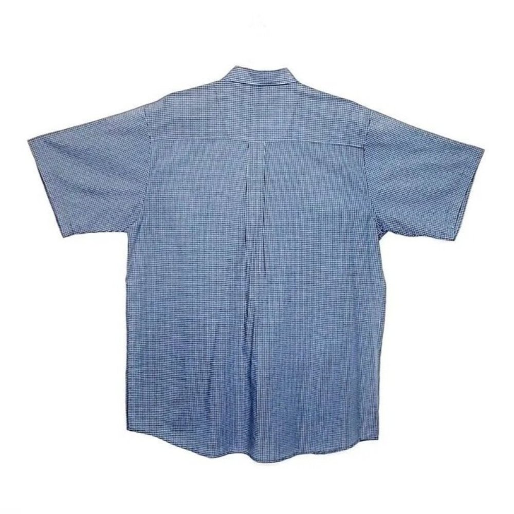 Wrangler Rugged Wear Short Sleeve Button Down Shirt Size 2XT Blue Small Check - Picture 2 of 7